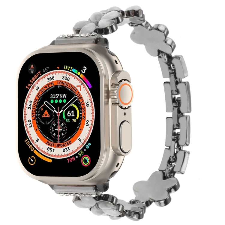 For Apple Watch Ultra 2 49mm 5-petaled Flower Zinc Alloy Chain Watch Band(Black) - Watch Bands by PMC TechLife | Online Shopping South Africa | PMC TechLife | Buy Now Pay Later Mobicred