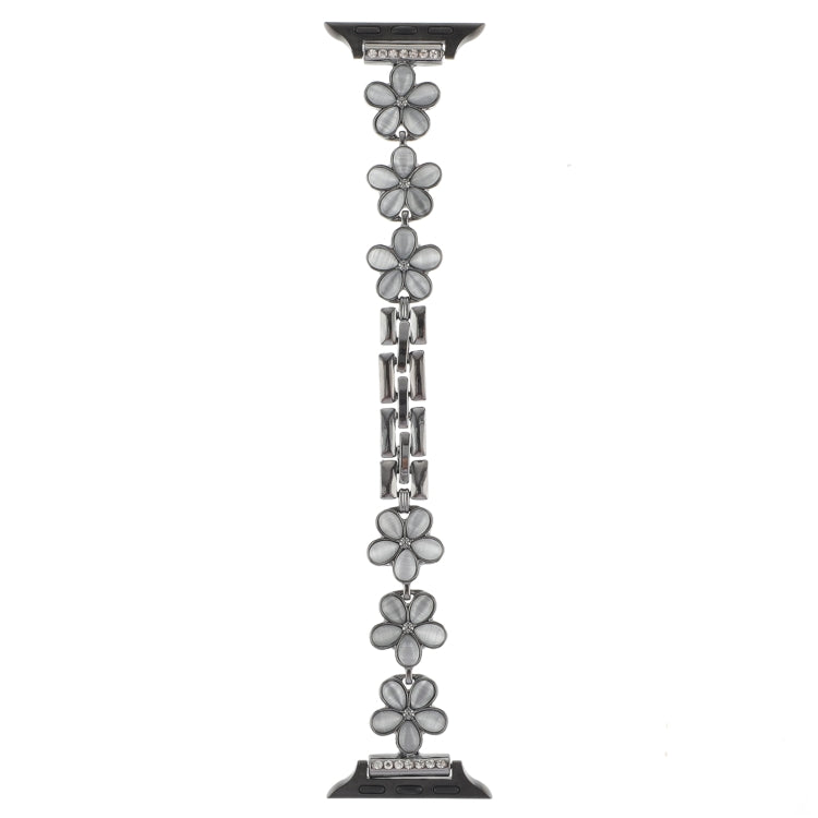 For Apple Watch Ultra 2 49mm 5-petaled Flower Zinc Alloy Chain Watch Band(Black) - Watch Bands by PMC TechLife | Online Shopping South Africa | PMC TechLife | Buy Now Pay Later Mobicred