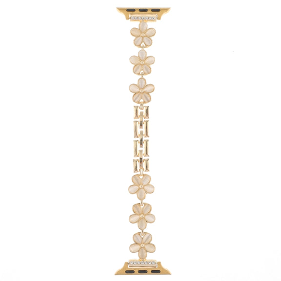 For Apple Watch Ultra 2 49mm 5-petaled Flower Zinc Alloy Chain Watch Band(Gold)