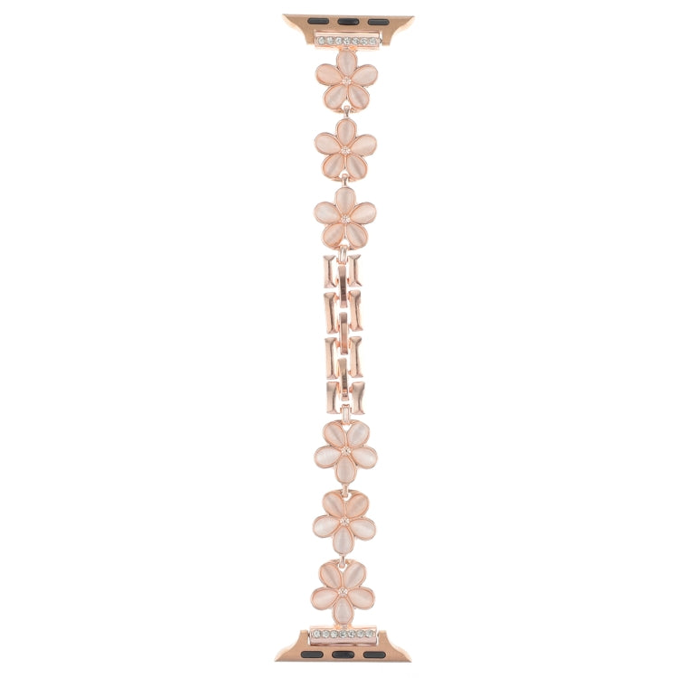 For Apple Watch Ultra 2 49mm 5-petaled Flower Zinc Alloy Chain Watch Band(Rose Gold) - Watch Bands by PMC TechLife | Online Shopping South Africa | PMC TechLife