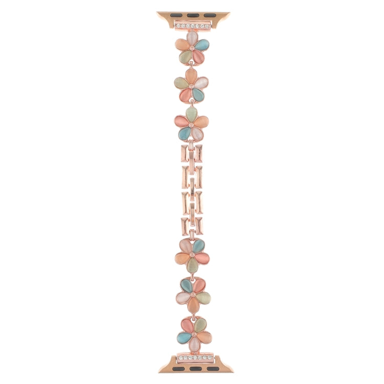 For Apple Watch Ultra 2 49mm 5-petaled Flower Zinc Alloy Chain Watch Band(Rose Gold Colorful) - free shipping - PMC TechLife - Order now!