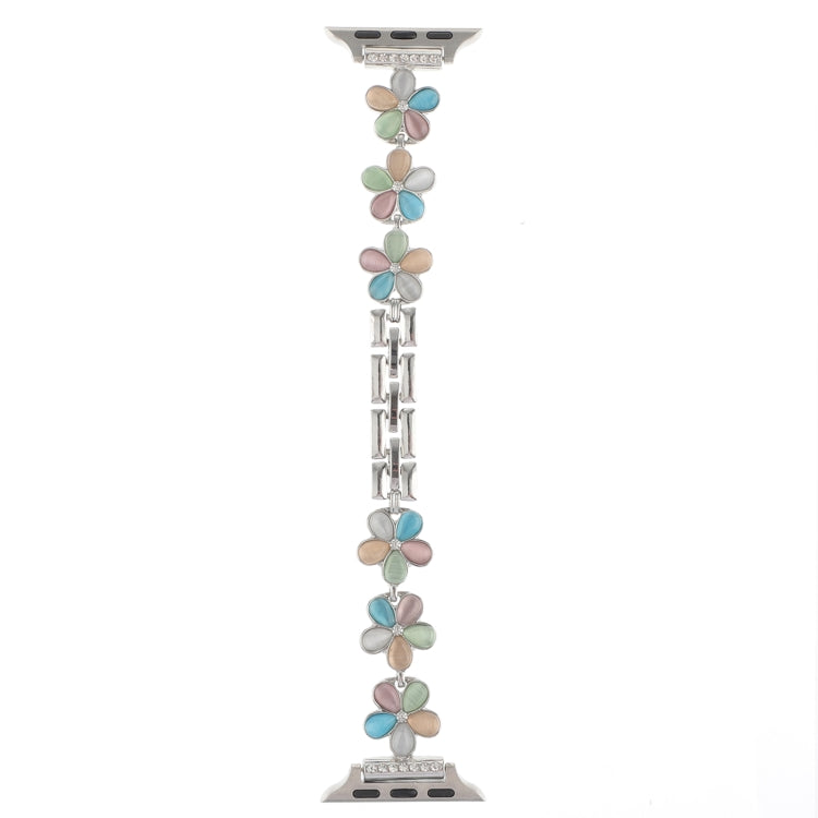 For Apple Watch Ultra 2 49mm 5-petaled Flower Zinc Alloy Chain Watch Band(Silver Colorful) - Watch Bands by PMC TechLife | Online Shopping South Africa | PMC TechLife