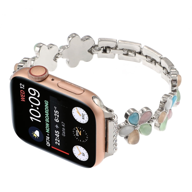 For Apple Watch Ultra 2 49mm 5-petaled Flower Zinc Alloy Chain Watch Band(Silver Colorful) - Watch Bands by PMC TechLife | Online Shopping South Africa | PMC TechLife