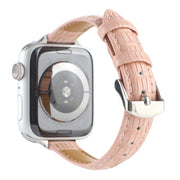 For Apple Watch Ultra 2 49mm Slim Crocodile Leather Watch Band(Pink)