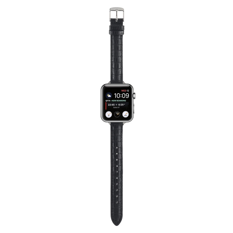 For Apple Watch Ultra 2 49mm Slim Crocodile Leather Watch Band(Black) - Watch Bands by PMC TechLife | Online Shopping South Africa | PMC TechLife | Buy Now Pay Later Mobicred