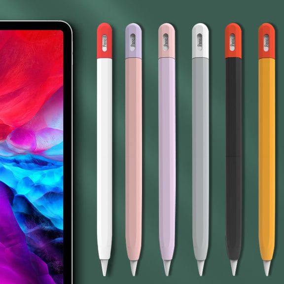 For Apple Pencil (USB-C) Stylus Pen Protective Cover with Nib Cover(Purple+Pink)