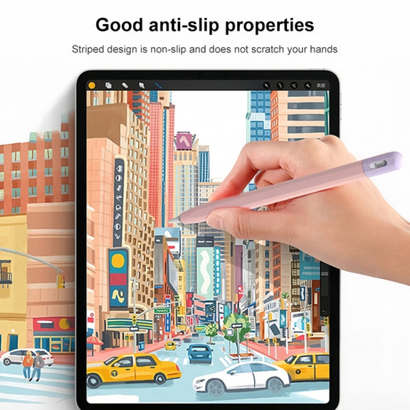 For Apple Pencil (USB-C) Stylus Pen Protective Cover with Nib Cover(Purple+Pink)