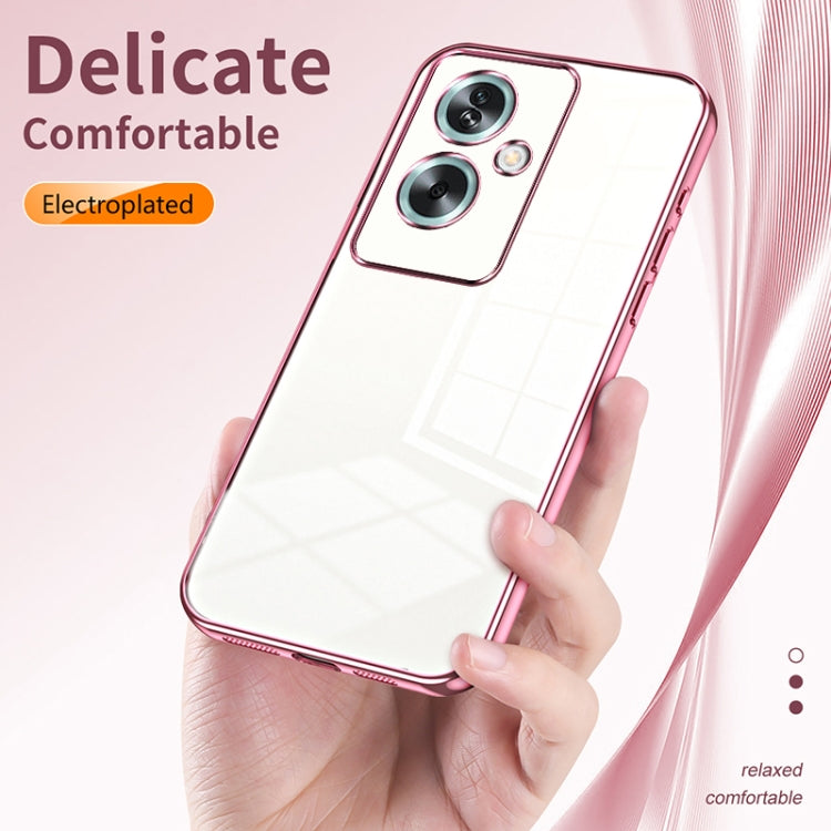 For OPPO A79 5G / A2 Transparent Plating Fine Hole Phone Case(Pink) - OPPO Cases by PMC TechLife | Online Shopping South Africa | PMC TechLife | Buy Now Pay Later Mobicred