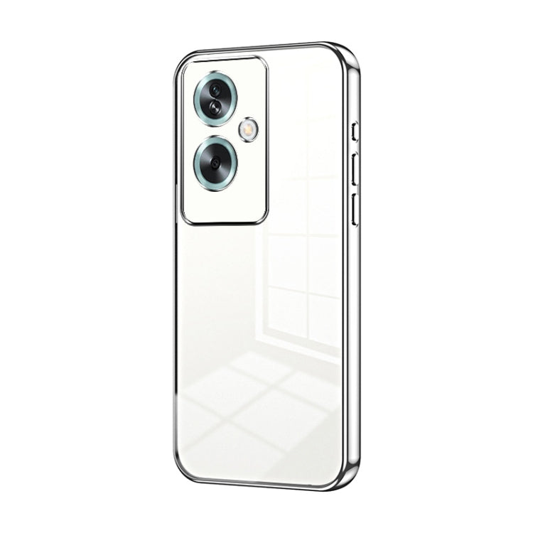 For OPPO A79 5G / A2 Transparent Plating Fine Hole Phone Case(Silver) - OPPO Cases by PMC TechLife | Online Shopping South Africa | PMC TechLife | Buy Now Pay Later Mobicred