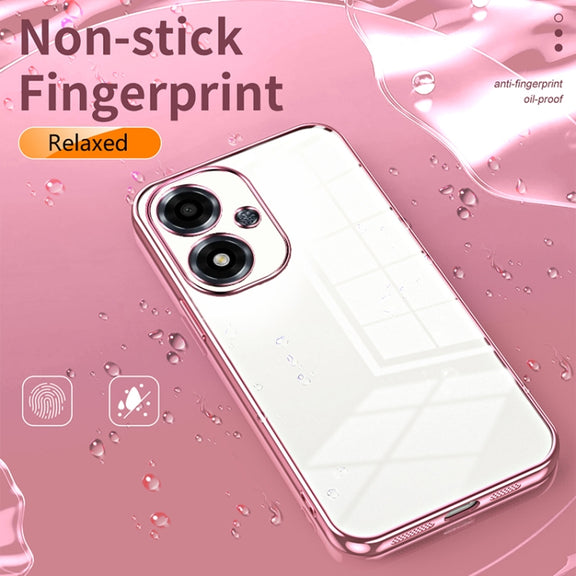 For OPPO A2m Transparent Plating Fine Hole Phone Case(Silver)