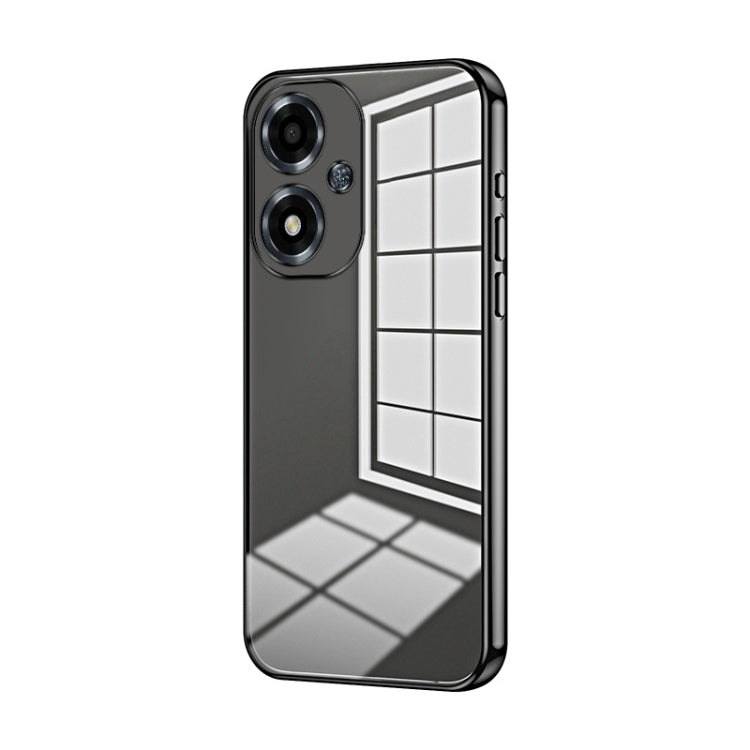 For OPPO A2m Transparent Plating Fine Hole Phone Case(Black) - OPPO Cases by PMC TechLife | Online Shopping South Africa | PMC TechLife | Buy Now Pay Later Mobicred
