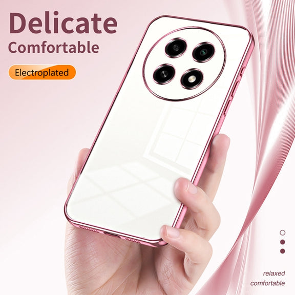 For OPPO A2 Pro Transparent Plating Fine Hole Phone Case(Blue)
