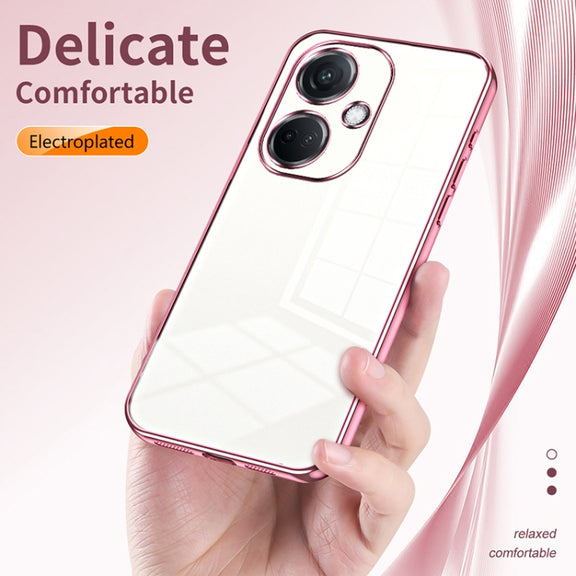 For OPPO K11 Transparent Plating Fine Hole Phone Case(Blue)