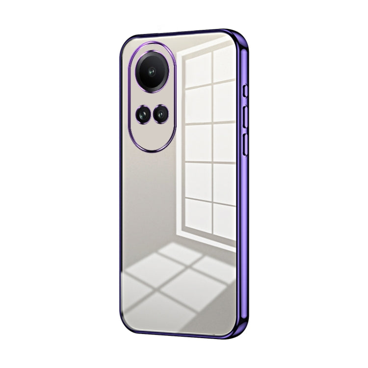 For OPPO Reno10 5G/Reno10 Pro 5G Global Transparent Plating Fine Hole Phone Case(Purple) - OPPO Cases by PMC TechLife | Online Shopping South Africa | PMC TechLife | Buy Now Pay Later Mobicred