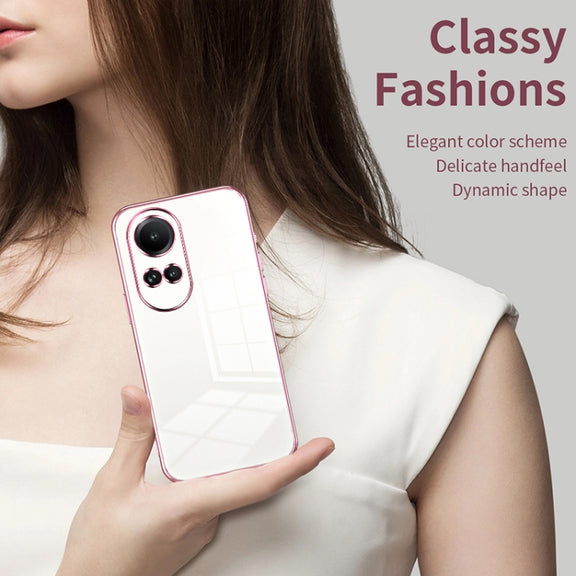 For OPPO Reno10 5G/Reno10 Pro 5G Global Transparent Plating Fine Hole Phone Case(Purple)