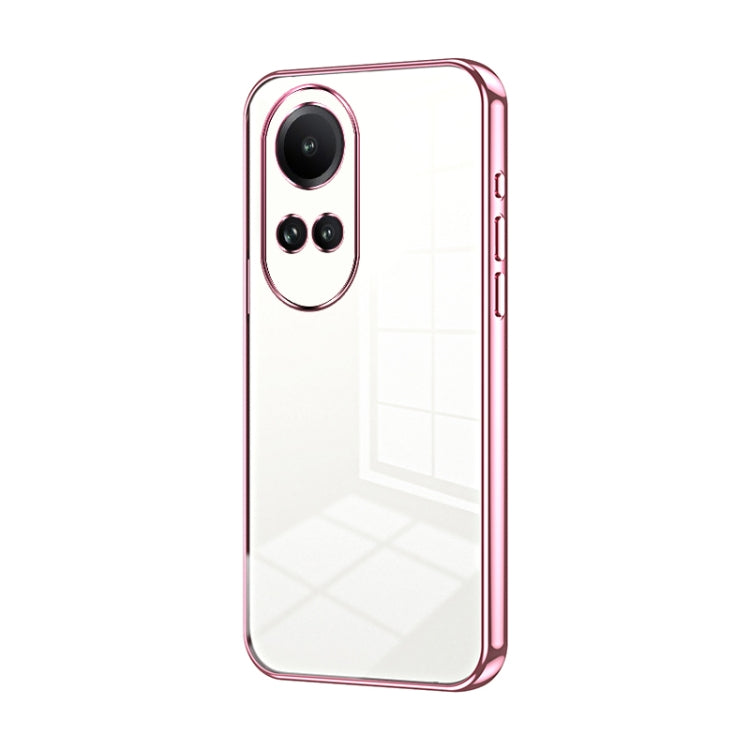 For OPPO Reno10 5G/Reno10 Pro 5G Global Transparent Plating Fine Hole Phone Case(Pink) - OPPO Cases by PMC TechLife | Online Shopping South Africa | PMC TechLife | Buy Now Pay Later Mobicred