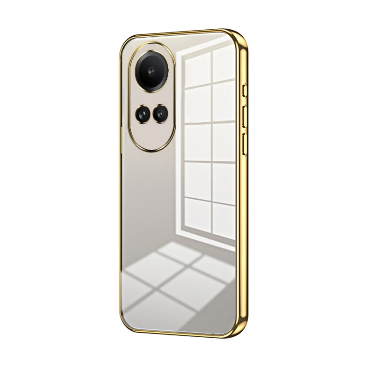For OPPO Reno10 5G/Reno10 Pro 5G Global Transparent Plating Fine Hole Phone Case(Gold) - OPPO Cases by PMC TechLife | Online Shopping South Africa | PMC TechLife | Buy Now Pay Later Mobicred