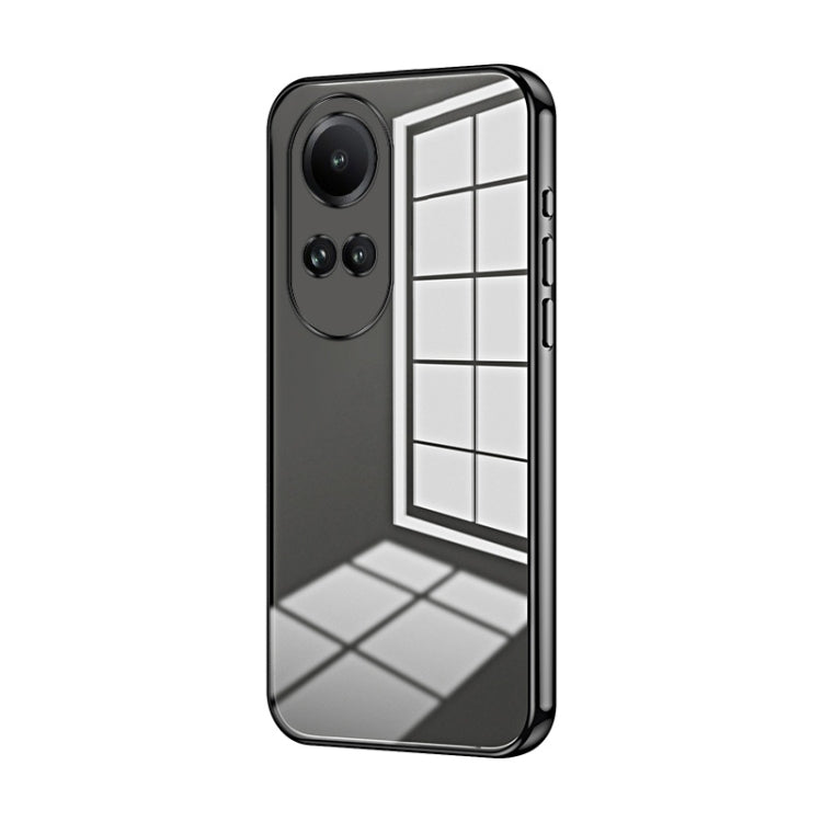 For OPPO Reno10 5G/Reno10 Pro 5G Global Transparent Plating Fine Hole Phone Case(Black) - OPPO Cases by PMC TechLife | Online Shopping South Africa | PMC TechLife | Buy Now Pay Later Mobicred