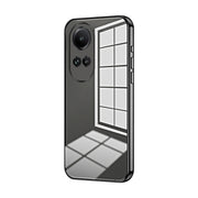 For OPPO Reno10 5G/Reno10 Pro 5G Global Transparent Plating Fine Hole Phone Case(Black)