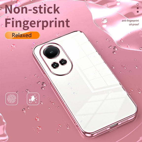For OPPO Reno10 5G/Reno10 Pro 5G Global Transparent Plating Fine Hole Phone Case(Black)