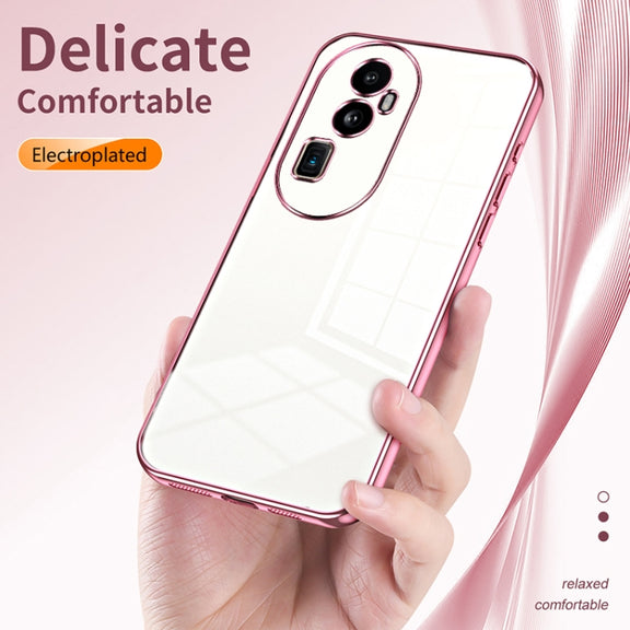 For OPPO Reno10 Pro+ Transparent Plating Fine Hole Phone Case(Pink)