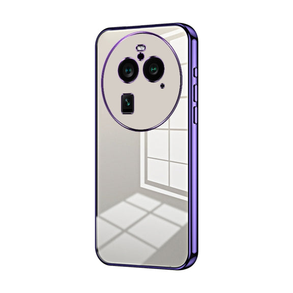 For OPPO Find X6 Pro Transparent Plating Fine Hole Phone Case(Purple)