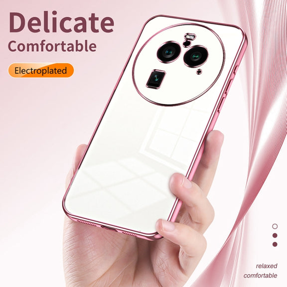 For OPPO Find X6 Pro Transparent Plating Fine Hole Phone Case(Gold)