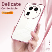 For OPPO Find X6 Transparent Plating Fine Hole Phone Case(Pink)