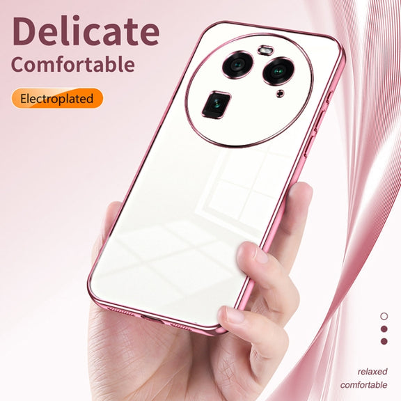 For OPPO Find X6 Transparent Plating Fine Hole Phone Case(Gold)