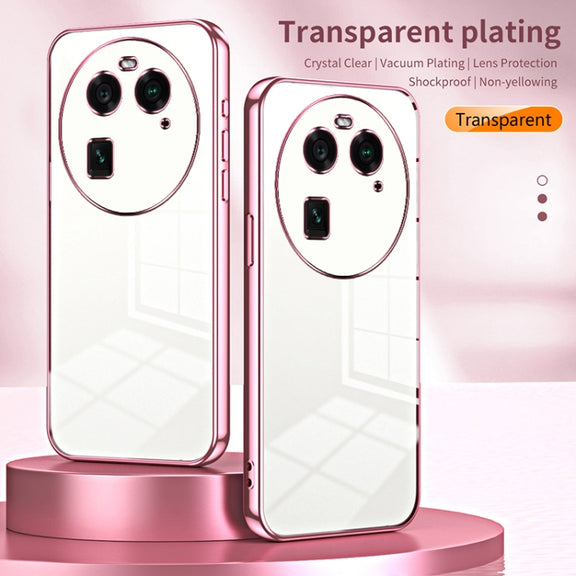 For OPPO Find X6 Transparent Plating Fine Hole Phone Case(Transparent)