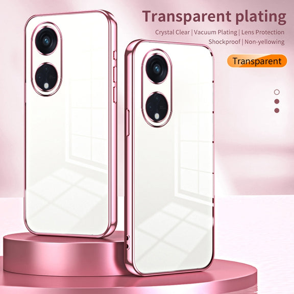 For OPPO Reno8 T 5G Transparent Plating Fine Hole Phone Case(Purple)