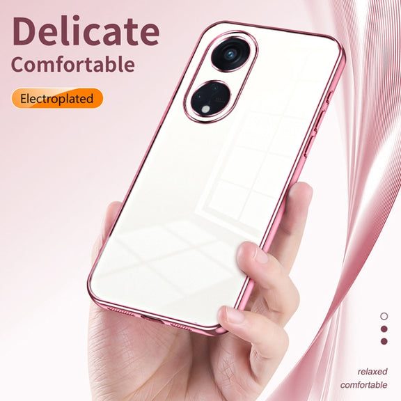 For OPPO Reno8 T 5G Transparent Plating Fine Hole Phone Case(Purple)