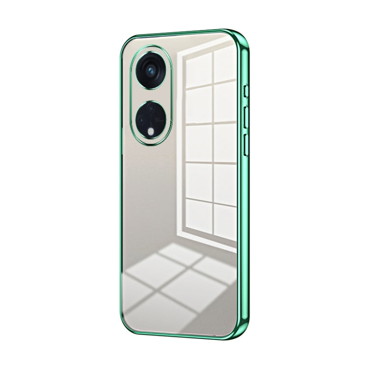 For OPPO Reno8 T 5G Transparent Plating Fine Hole Phone Case(Green) - OPPO Cases by PMC TechLife | Online Shopping South Africa | PMC TechLife | Buy Now Pay Later Mobicred