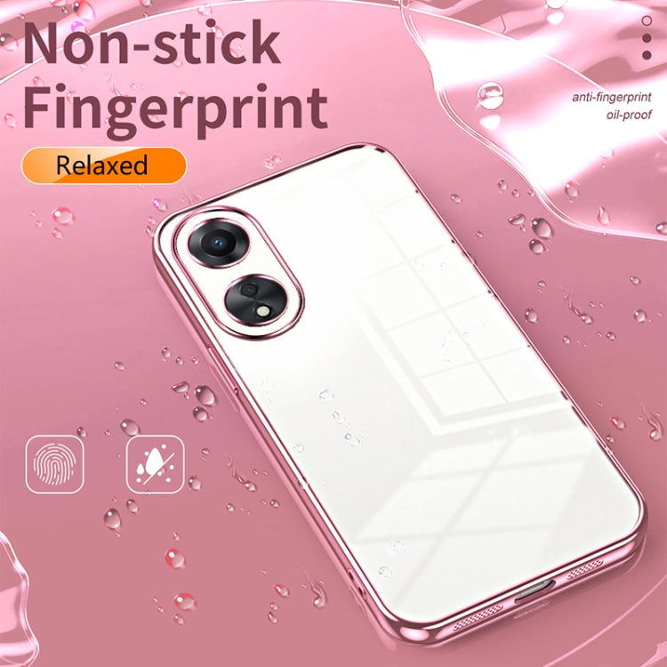For OPPO A58 5G / A58x 5G Transparent Plating Fine Hole Phone Case(Purple)