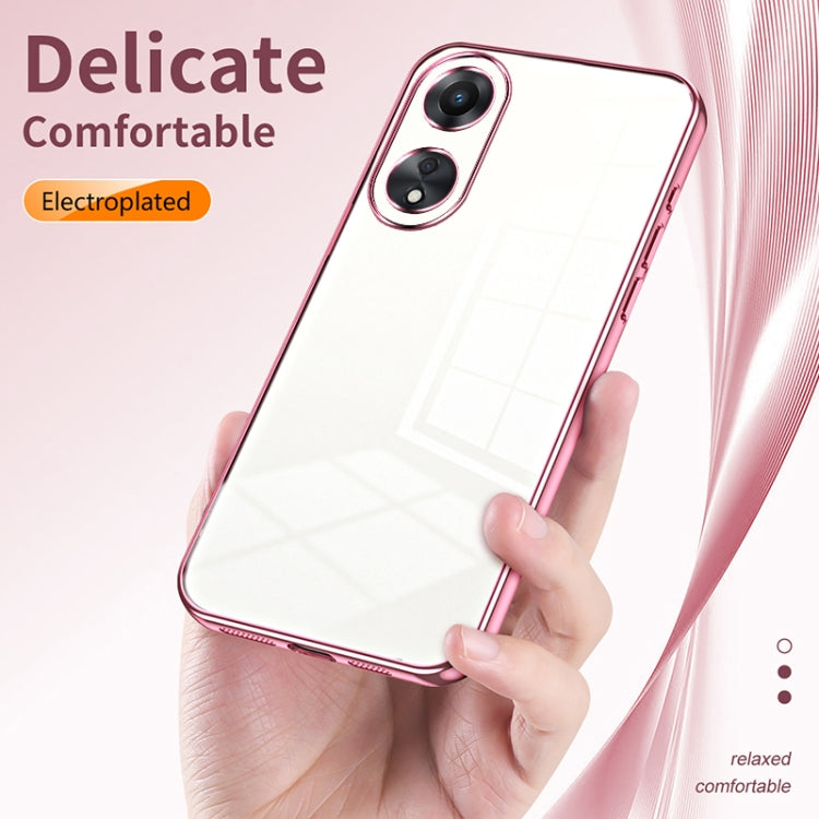 For OPPO A58 5G / A58x 5G Transparent Plating Fine Hole Phone Case(Purple)