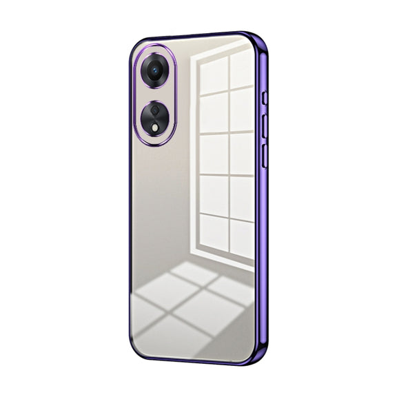 For OPPO A58 5G / A58x 5G Transparent Plating Fine Hole Phone Case(Purple)