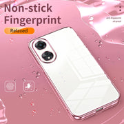 For OPPO A58 5G / A58x 5G Transparent Plating Fine Hole Phone Case(Blue)