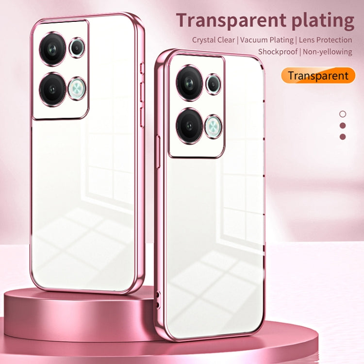 For OPPO Reno9 Pro+ Transparent Plating Fine Hole Phone Case(Gold)