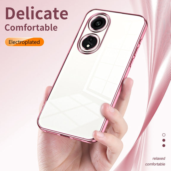 For OPPO A1 Pro Transparent Plating Fine Hole Phone Case(Silver)