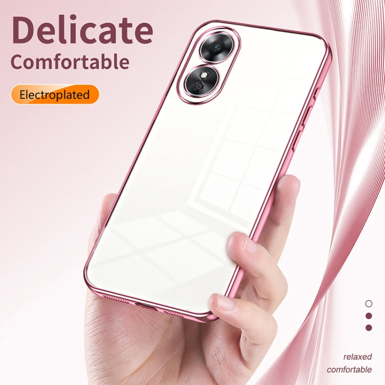 For OPPO A17 / A17K Transparent Plating Fine Hole Phone Case(Silver) - OPPO Cases by PMC TechLife | Online Shopping South Africa | PMC TechLife | Buy Now Pay Later Mobicred