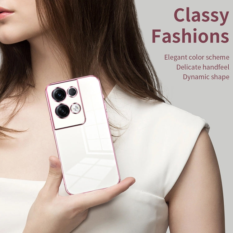 For OPPO Reno8 Pro+ Transparent Plating Fine Hole Phone Case(Purple)
