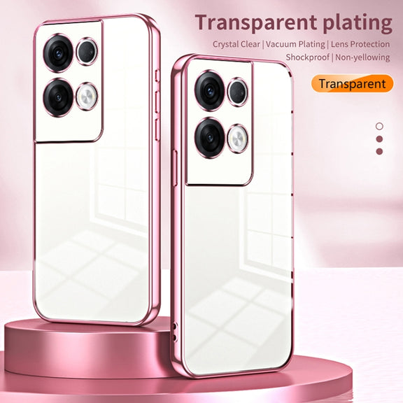 For OPPO Reno8 Pro+ Transparent Plating Fine Hole Phone Case(Green)