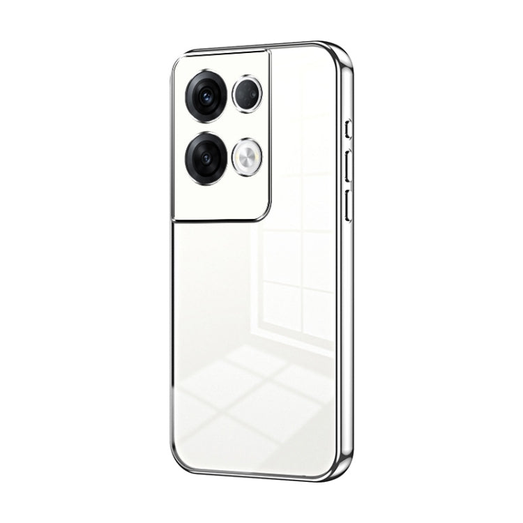 For OPPO Reno8 Pro+ Transparent Plating Fine Hole Phone Case(Silver) - OPPO Cases by PMC TechLife | Online Shopping South Africa | PMC TechLife | Buy Now Pay Later Mobicred
