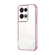 For OPPO Reno8 Pro Transparent Plating Fine Hole Phone Case(Pink) - OPPO Cases by PMC TechLife | Online Shopping South Africa | PMC TechLife | Buy Now Pay Later Mobicred