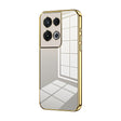 For OPPO Reno8 Pro Transparent Plating Fine Hole Phone Case(Gold) - OPPO Cases by PMC TechLife | Online Shopping South Africa | PMC TechLife | Buy Now Pay Later Mobicred