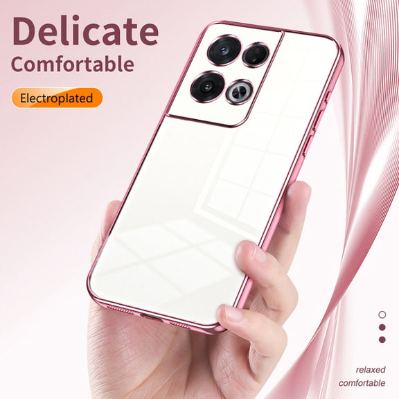 For OPPO Reno8 Pro Transparent Plating Fine Hole Phone Case(Silver)