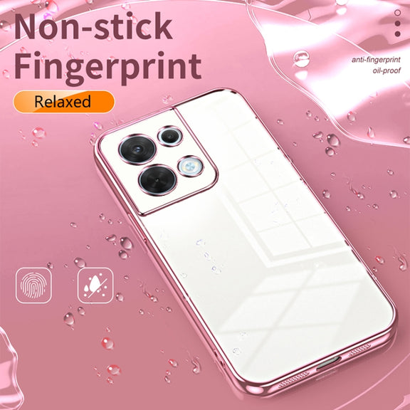 For OPPO Reno8 Transparent Plating Fine Hole Phone Case(Green)