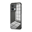 For OPPO Reno8 Transparent Plating Fine Hole Phone Case(Black) - OPPO Cases by PMC TechLife | Online Shopping South Africa | PMC TechLife | Buy Now Pay Later Mobicred