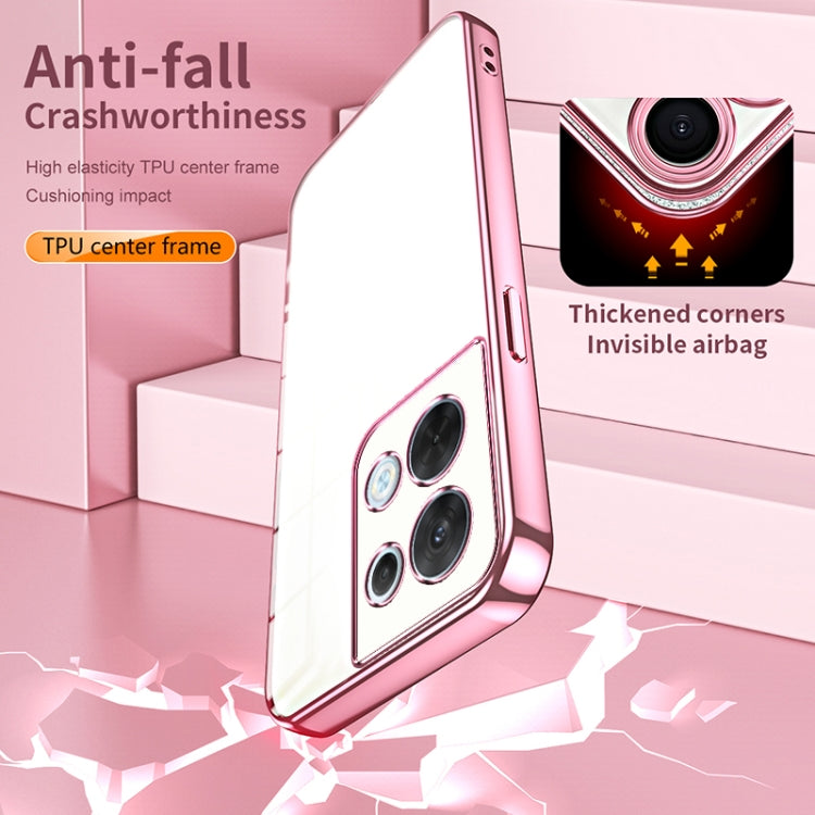 For OPPO Reno8 Transparent Plating Fine Hole Phone Case(Black) - OPPO Cases by PMC TechLife | Online Shopping South Africa | PMC TechLife | Buy Now Pay Later Mobicred