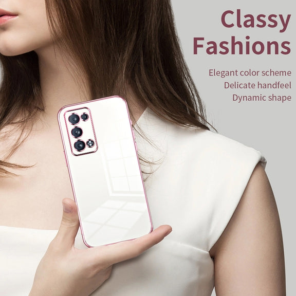 For OPPO Reno6 Pro+ Transparent Plating Fine Hole Phone Case(Purple)
